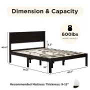 Mid-Century Solid Wood Bed – Durable with Under-Bed Storage