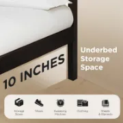 Mid-Century Solid Wood Bed – Durable with Under-Bed Storage