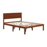 Mid-Century Solid Wood Bed – Durable with Under-Bed Storage