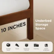 Mid-Century Solid Wood Bed – Durable with Under-Bed Storage