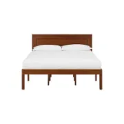 Mid-Century Solid Wood Bed – Durable with Under-Bed Storage