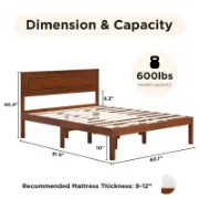 Mid-Century Solid Wood Bed – Durable with Under-Bed Storage