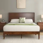 Contemporary Solid Wood Bed with Adjustable Headboard