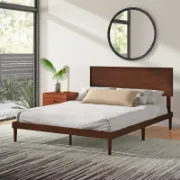 Contemporary Solid Wood Bed with Adjustable Headboard