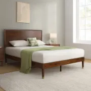 Contemporary Solid Wood Bed with Adjustable Headboard