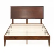 Contemporary Solid Wood Bed with Adjustable Headboard