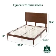 Contemporary Solid Wood Bed with Adjustable Headboard