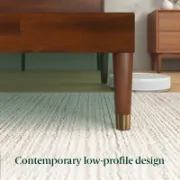 Contemporary Solid Wood Bed with Adjustable Headboard