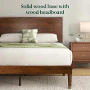 Contemporary Solid Wood Bed with Adjustable Headboard