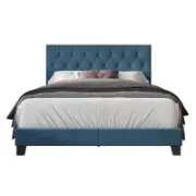Upholstered Bed with Button-Tufted Rectangular Backboard
