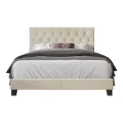 Upholstered Bed with Button-Tufted Rectangular Backboard