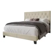 Upholstered Bed with Button-Tufted Rectangular Backboard