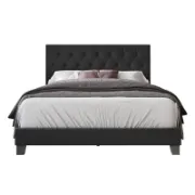 Upholstered Bed with Button-Tufted Rectangular Backboard