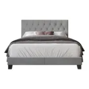 Upholstered Bed with Button-Tufted Rectangular Backboard