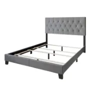 Upholstered Bed with Button-Tufted Rectangular Backboard