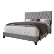 Upholstered Bed with Button-Tufted Rectangular Backboard