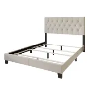 Upholstered Bed with Button-Tufted Rectangular Backboard