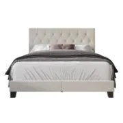 Upholstered Bed with Button-Tufted Rectangular Backboard