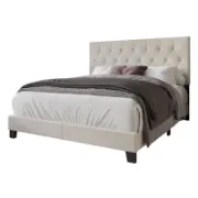 Upholstered Bed with Button-Tufted Rectangular Backboard