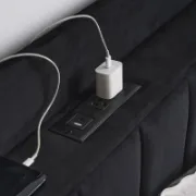 Upholstered Wingback Bed with USB Outlet