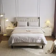 Upholstered Wingback Bed with USB Outlet