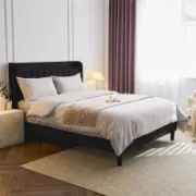 Upholstered Wingback Bed with USB Outlet