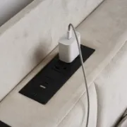 Upholstered Wingback Bed with USB Outlet