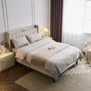 Upholstered Wingback Bed with USB Outlet