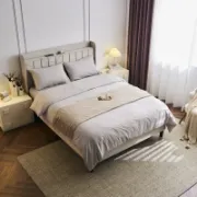 Upholstered Wingback Bed with USB Outlet