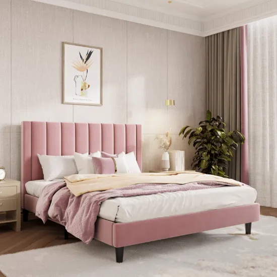 Upholstered Bed with Velvet