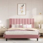 Upholstered Bed with Velvet