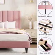 Upholstered Bed with Velvet