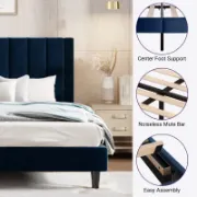 Upholstered Bed with Velvet