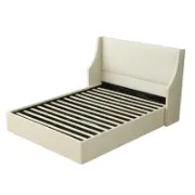 Modern Bed with Hydraulic Storage and Wingback Headboard
