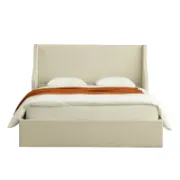Modern Bed with Hydraulic Storage and Wingback Headboard