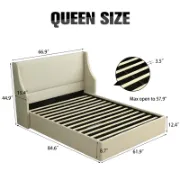 Modern Bed with Hydraulic Storage and Wingback Headboard