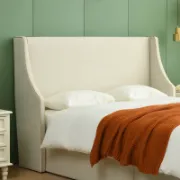 Modern Bed with Hydraulic Storage and Wingback Headboard
