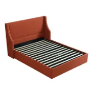 Modern Bed with Hydraulic Storage and Wingback Headboard