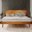 Solid Wood Bed Frame with Artistic Patterned Backboard