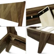Solid Wood Bed Frame with Artistic Patterned Backboard