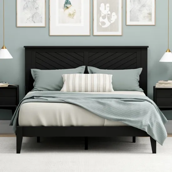 Solid Wood Platform Bed with Elegant Design