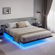 Metal Open-Frame Bed with Smart RGB LED Lights