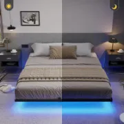 Metal Open-Frame Bed with Smart RGB LED Lights