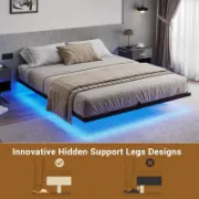 Metal Open-Frame Bed with Smart RGB LED Lights