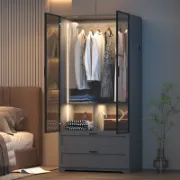 Modern Wardrobe with Lighting and Drawers