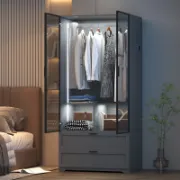 Modern Wardrobe with Lighting and Drawers