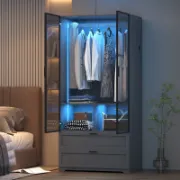 Modern Wardrobe with Lighting and Drawers
