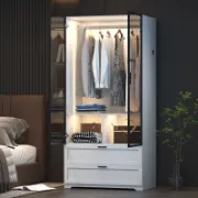 Modern Wardrobe with Lighting and Drawers