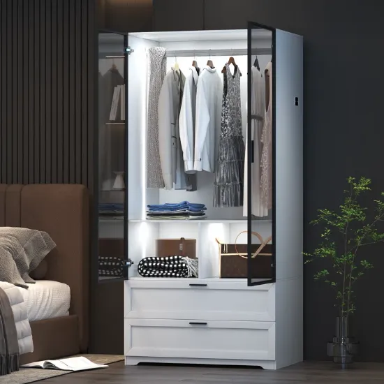 Modern Wardrobe with Lighting and Drawers