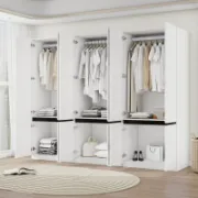 Large Wardrobe Closet with Shelves and Hanging Rod
